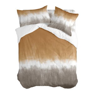 Bílo-hnědý bavlněný povlak na peřinu na dvoulůžko 200x200 cm Tie dye – Blanc