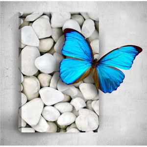 Nástěnný 3D obraz Mosticx Blue Butterfly On Pebbles, 40 x 60 cm