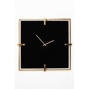 Černé nástěnné hodiny s rámem ve zlaté barvě Kare Design Black Mamba