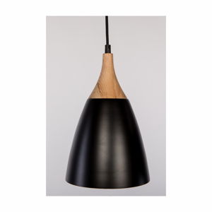 Černé závěsné svítidlo z dubového dřeva a oceli Nørdifra Beta, ⌀ 19 cm