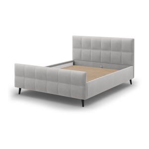 Světle šedá čalouněná dvoulůžková postel s roštem 160x200 cm Gigi - Micadoni Home
