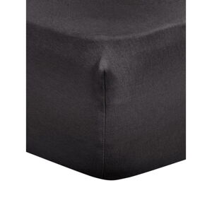 Černé flanelové prostěradlo Westwing Collection, 140 x 200 cm