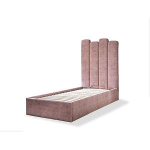 Růžová čalouněná jednolůžková postel s úložným prostorem s roštem 90x200 cm Dreamy Aurora – Miuform
