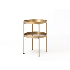 Příruční ocelový s policí stolek ve zlaté barvě Custom Form Hanna, ⌀ 40 cm
