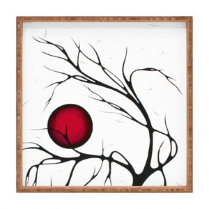 Dřevěný dekorativní servírovací tác Red Moon, 40 x 40 cm