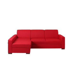 Červená rozkládací rohová pohovka s úložným prostorem a lenoškou na levé straně Custom Form Lozier