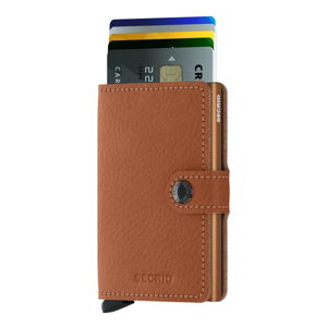 Karamelově hnědá kožená peněženka s pouzdrem na karty Secrid Clip