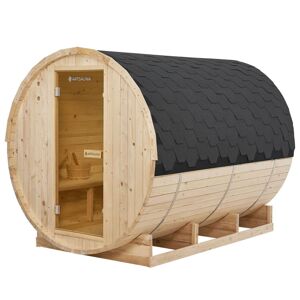 Juskys Venkovní sudová sauna Spitzbergen XL délka 220 cm průměr 190 cm (8 kW)