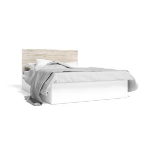 Bílá/přírodní dvoulůžková postel v dekoru dubu s úložným prostorem 140x190 cm Sahara – Marckeric