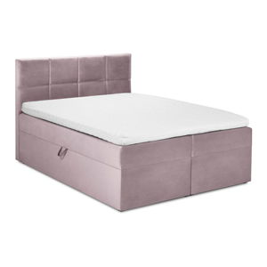 Růžová sametová dvoulůžková postel Mazzini Beds Mimicry, 180 x 200 cm