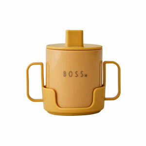 Hořčicově žlutý dětský hrnek Design Letters Mini Boss